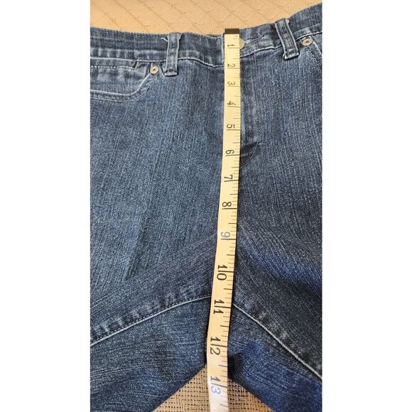 Cj Banks Dark Wash Denim Cuffed 4 pocket design Knee length Shorts Women's Sz 4 - Picture 5 of 10